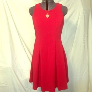 LOFT Pleated Red A-line Dress